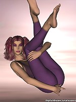 Busty 3d redhead in fishnets