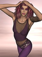 Busty 3d redhead in fishnets