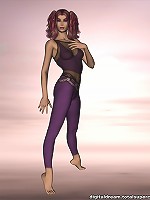 Busty 3d redhead in fishnets