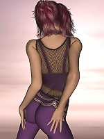 Busty 3d redhead in fishnets