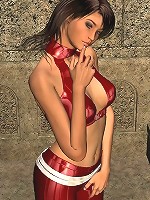 Hot 3d brunette poses in 3d
