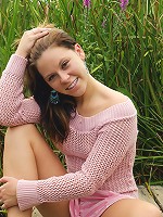 Pretty strawberry chomping teenie