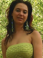 Abrianna teases us in these outdoor pics in a tithugging top