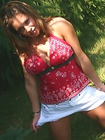 Jade on all fours in the forest