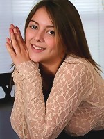 Brunette teens big tits through her sheer top!