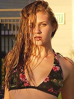 Allison getting wet in the pool