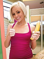 Miley getting her daily servings of fruit.