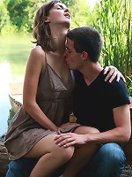 On the edge of the lake, these teen lovers take each other the edge of sexual pleasure. He brings her to an orgasm, the he explodes all over her perky teen tits.