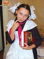 Sweet school-girl with dudes