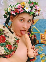 Russian teenager with a dildo