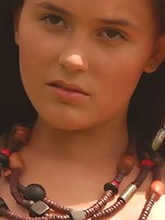 Sexy chick poses on a sorrel horse