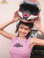 Naked lass in a crash helmet