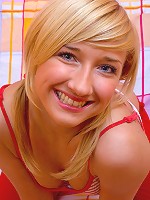 Excited chick toying