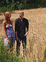 The soft hay in the middle of the field is the bed for these horny lovers. Sure there`s no walls and someone could see them, but that just turns them on more.