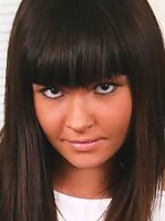 Sexy black-eyed teeny spreads her juicy pink muffin while yanking a hard prick