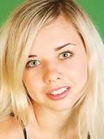 Adorable blond teen plays with her perfect round boobs