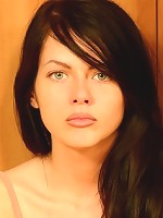 Beautiful brunette gets rid of her top exposing her large boobs