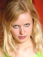 Cute blond girl exposing her tight teen body