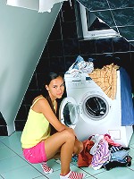 Washing her clothes