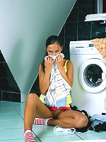 Washing her clothes