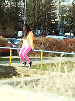 Chick watching herself in mirror