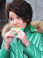 Short haired brunette teen plays