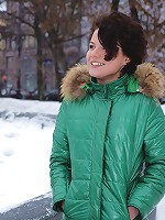 Short haired brunette teen plays