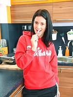 Cutie stroking vagina with candy