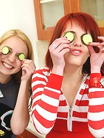 Wearing cucumbers as cool glasses