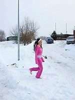 Hot teenage girl running for fun