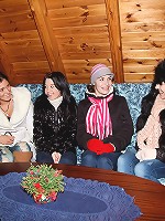 Blindfolded beauty touching clits