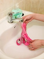 Horny schoolgirl caressing pussy