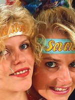 Teen blonde sweethearts massaging