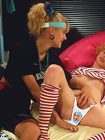 Teen blonde sweethearts massaging