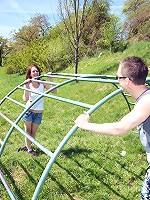 Lucky girl nailed in a big field