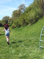 Lucky girl nailed in a big field