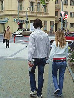 Fellow drilling a skinny teenager