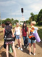 Chicks fondling cooters in a tent