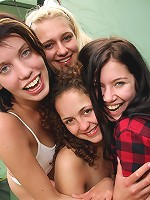 Chicks fondling cooters in a tent