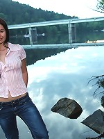 Hot teenage brunette masturbating