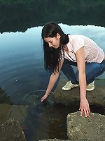 Hot teenage brunette masturbating