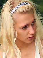 Horny teenager sitting on a trunk