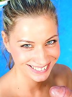 Horny couple fucking near a pool