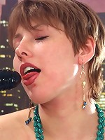 Good looking teen caresses snatch