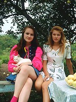 Two hairy horny lesbians kissing