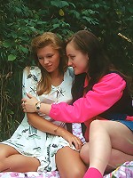 Two hairy horny lesbians kissing