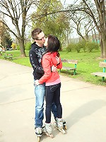 Chick playing with his hard boner