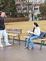 An angelic brunette riding pecker