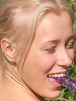 Cutie caressing her slippery clit