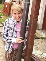Teen enjoying a blue pleasure toy